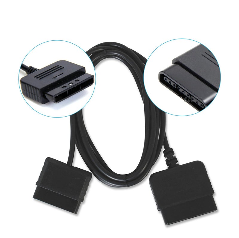 tesha 2PACK PS2 Controller Extension Cable Cord 6ft/1.8m Controller Extension for Sony PlayStation 2 PS2 Game Console - Image 4